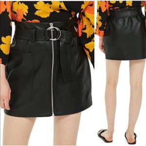 Front Zip Faux Leather mini skirt